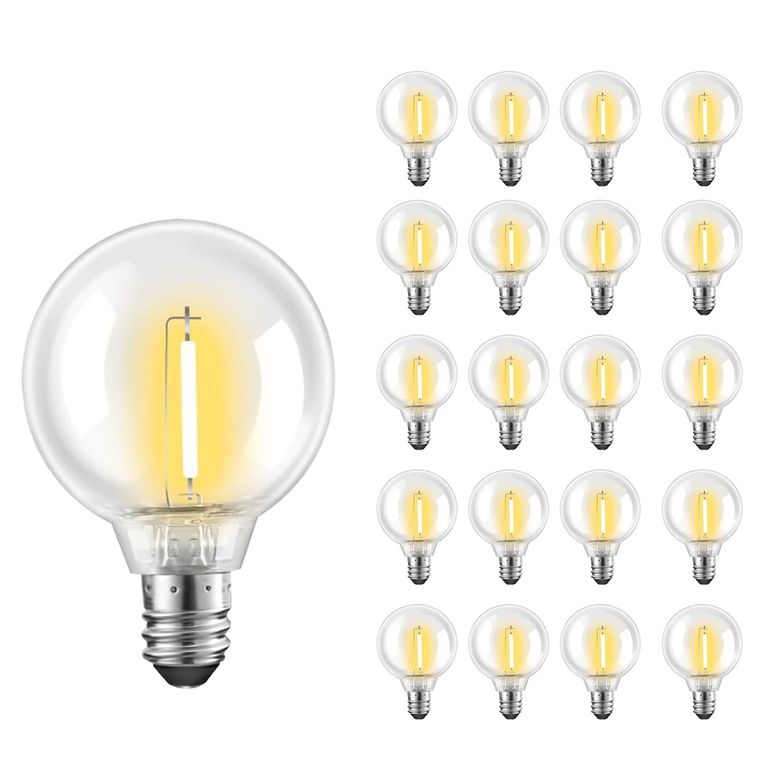 E12 G40 LED Globe Bulb 1W Warm White 2700K 360° IP44 AC 5V 24V 110V 220V 20-Pack String Light