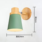 Nordic Wooden Wall Lamp E27 Iron Oak Wood PU Leather Adjustable Head 17 Specs 110-240V