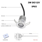 IP65 RGB RGBW Mini LED Recessed Spotlight 3W DC 12V 27mm Cutout Dimmable Remote Control 30 Degree Aluminum Nickel Ceiling Stair