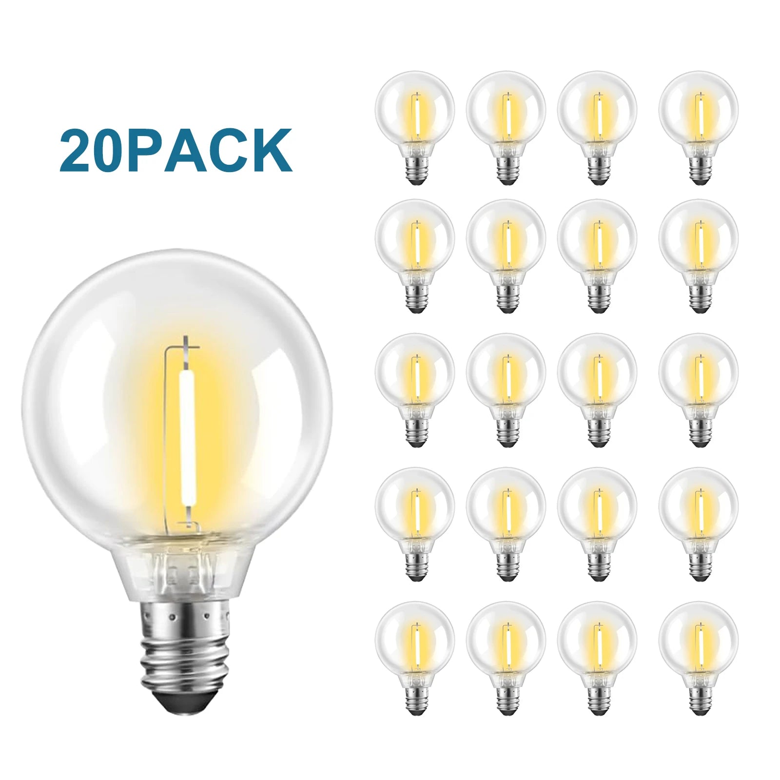 E12 G40 LED Globe Bulb 1W Warm White 2700K 360° IP44 AC 5V 24V 110V 220V 20-Pack String Light