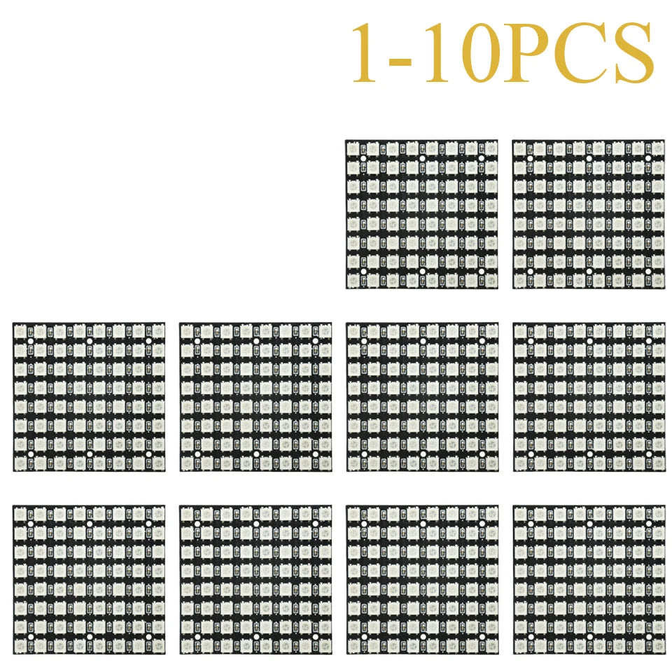 WS2812B 8x8 64 LED RGB Matrix Module 5050 Addressable Full Color for Arduino Raspberry Pi DIY Pixel Display Projects 1 to 10 Pack
