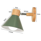 Nordic Wooden Wall Lamp E27 Iron Oak Wood PU Leather Adjustable Head 17 Specs 110-240V