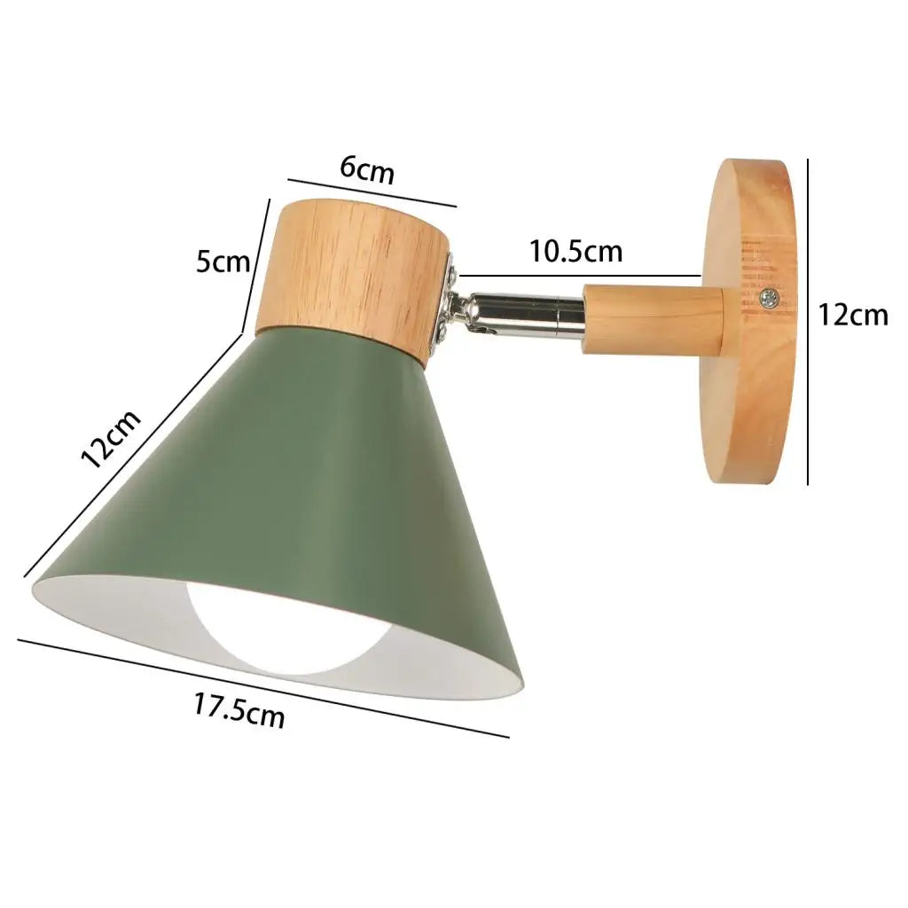Nordic Wooden Wall Lamp E27 Iron Oak Wood PU Leather Adjustable Head 17 Specs 110-240V