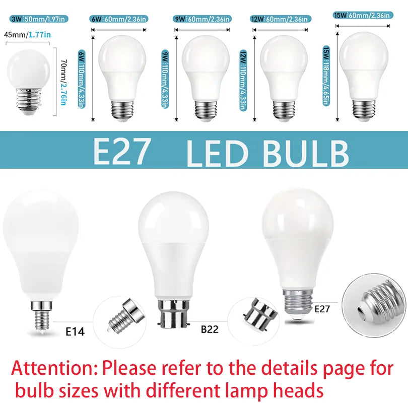 E14 E26 E27 LED Globe Bulb 3W-20W 100lm/W SMD2835 AC 110V 100-130V Warm Cool White 10-Pack