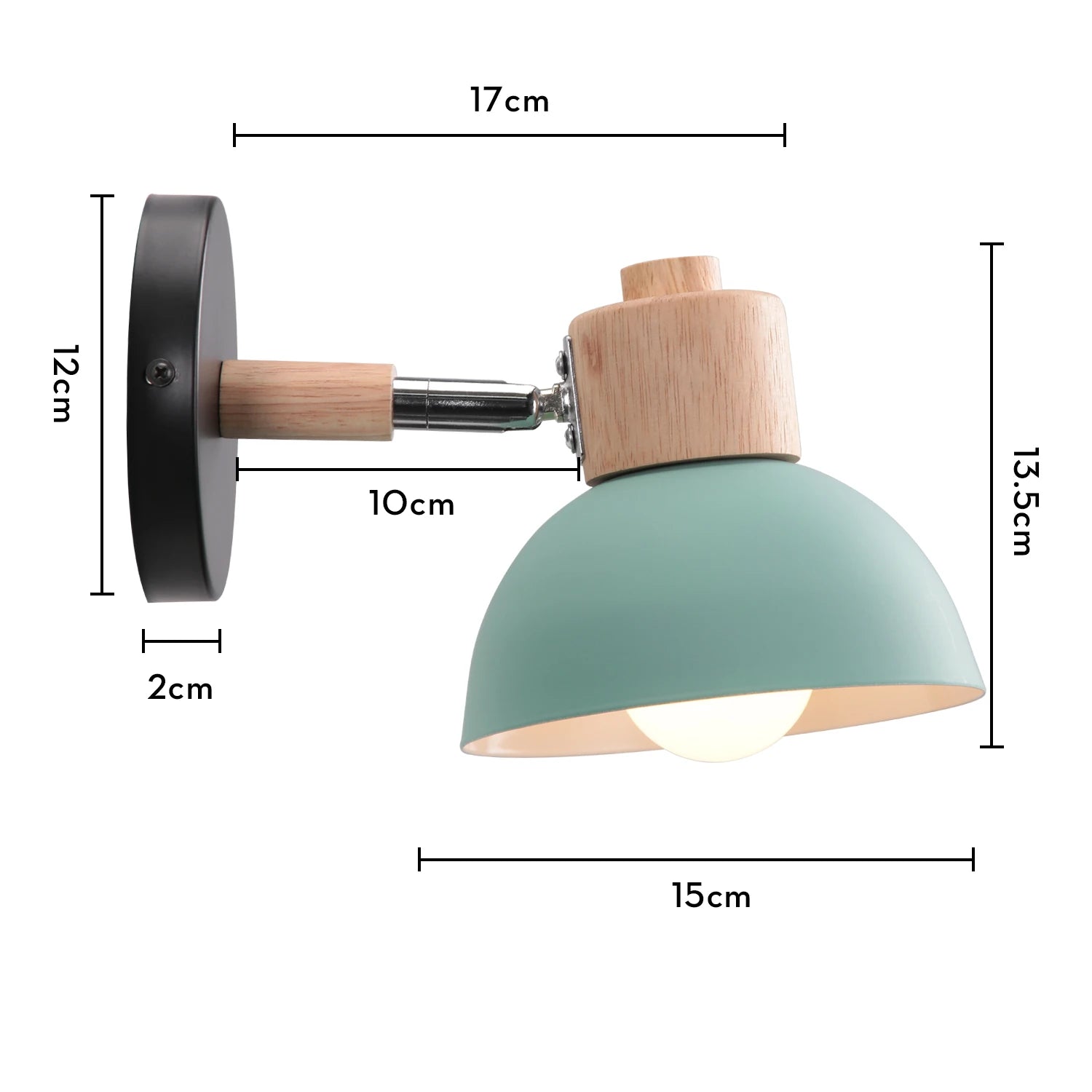 Nordic Wooden Wall Lamp E27 Iron Oak Wood PU Leather Adjustable Head 17 Specs 110-240V