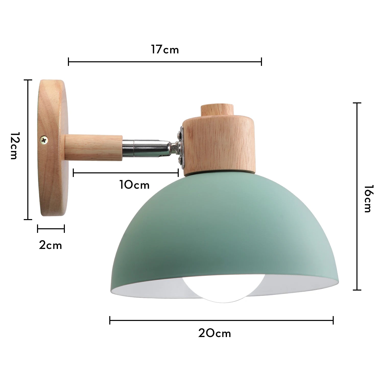 Nordic Wooden Wall Lamp E27 Iron Oak Wood PU Leather Adjustable Head 17 Specs 110-240V