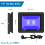 30W 50W UV LED Floodlight 365nm IP66 Waterproof 120° AC 85-265V Aluminum Party Garden