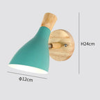 Nordic Wooden Wall Lamp E27 Iron Oak Wood PU Leather Adjustable Head 17 Specs 110-240V