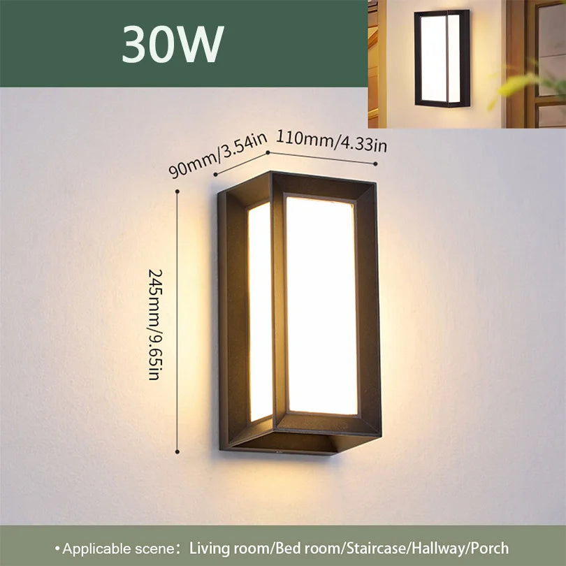 IP66 LED Outdoor Wall Light 16W 30W Radar Motion Sensor AC 85-265V Porch Garden Balcony