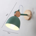 Nordic Wooden Wall Lamp E27 Iron Oak Wood PU Leather Adjustable Head 17 Specs 110-240V
