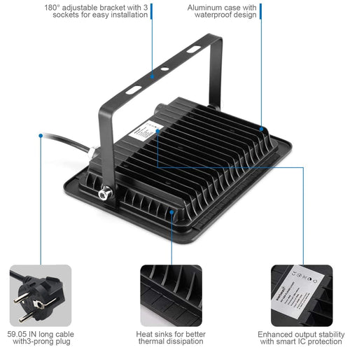 30W 50W UV LED Floodlight 365nm IP66 Waterproof 120° AC 85-265V Aluminum Party Garden