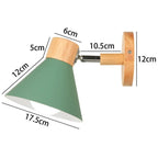 Nordic Wooden Wall Lamp E27 Iron Oak Wood PU Leather Adjustable Head 17 Specs 110-240V