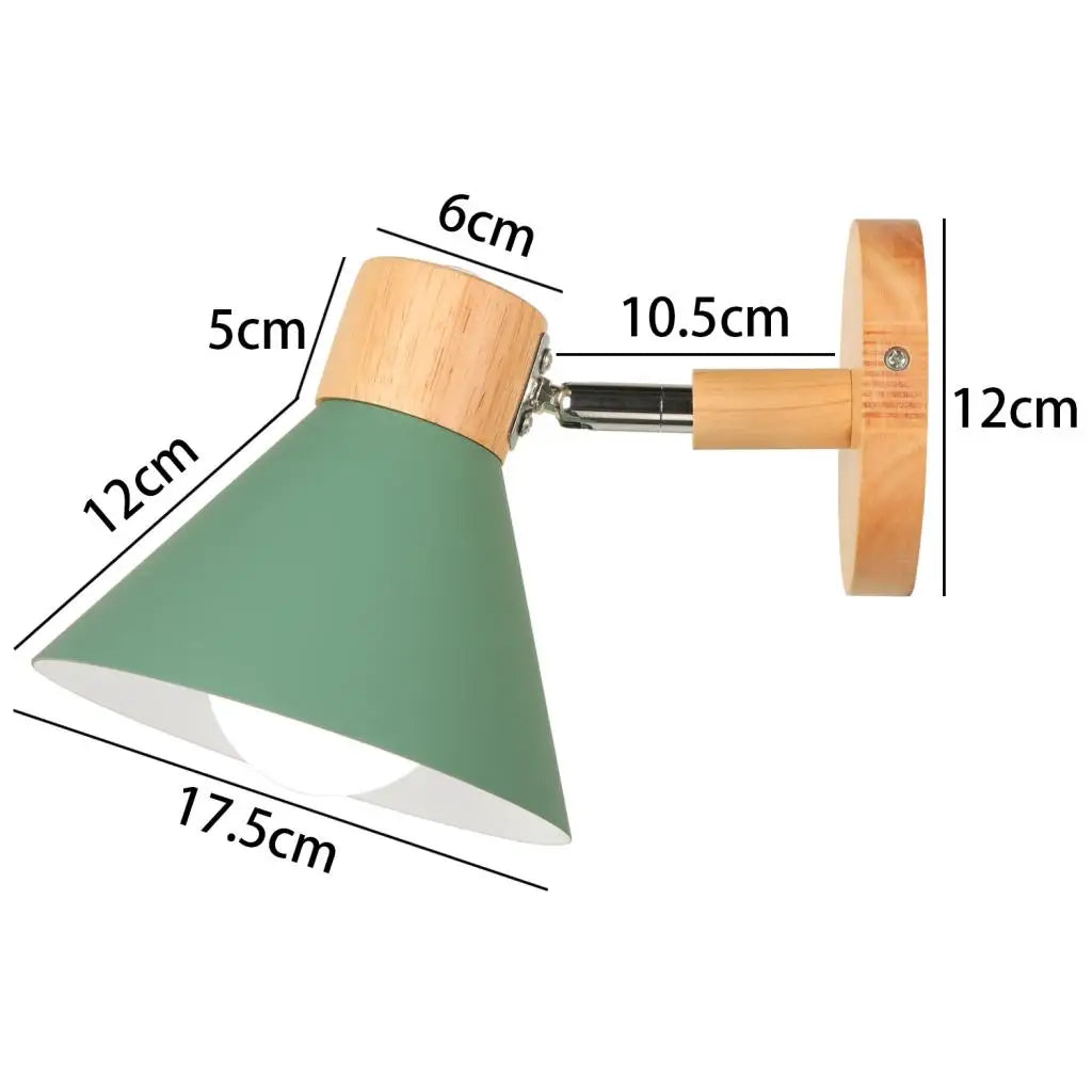 Nordic Wooden Wall Lamp E27 Iron Oak Wood PU Leather Adjustable Head 17 Specs 110-240V