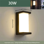 IP66 LED Outdoor Wall Light 16W 30W Radar Motion Sensor AC 85-265V Porch Garden Balcony