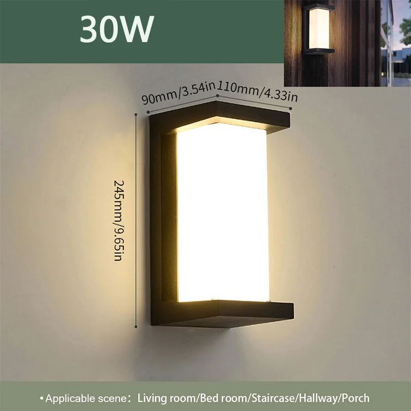 IP66 LED Outdoor Wall Light 16W 30W Radar Motion Sensor AC 85-265V Porch Garden Balcony