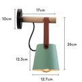 Nordic Wooden Wall Lamp E27 Iron Oak Wood PU Leather Adjustable Head 17 Specs 110-240V