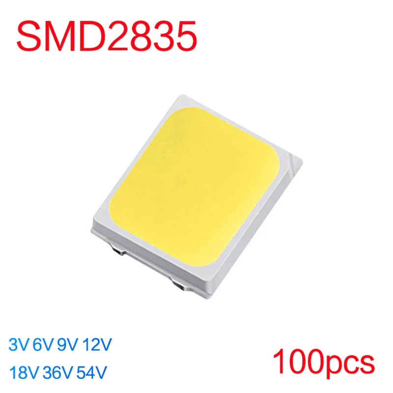 SMD2835 LED Chip 0.5W 1W 100-130lm 120° 3V-54V 50-100 Pack Warm Neutral Cool White
