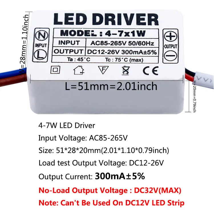 Isolated Constant Current LED Driver 280-300mA 1-3W to 25-36W AC 85-265V Aishi IC OVP