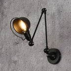 Loft Retro Wrought Iron LED Wall Lamp E14 Single Head Downlight Forged Adjustable AC 90-260V Bedroom Living Room Kitchen Black White