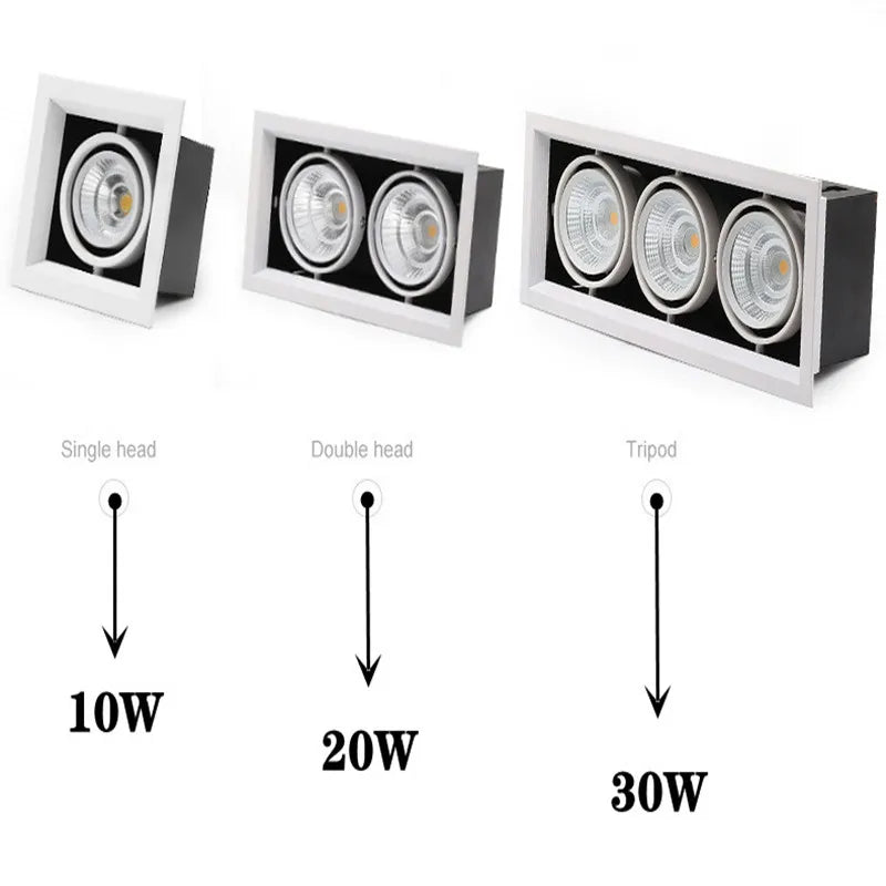 Dimmable COB LED Recessed Downlight 10W 20W 30W 24-Degree CRI 85+ 85-265V Commercial