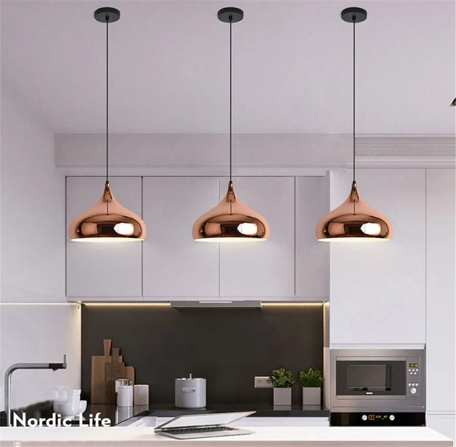 Nordic Rose Gold Globe Pendant Light Ceiling Fixture