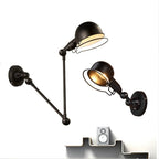 Loft Retro Wrought Iron LED Wall Lamp E14 Single Head Downlight Forged Adjustable AC 90-260V Bedroom Living Room Kitchen Black White