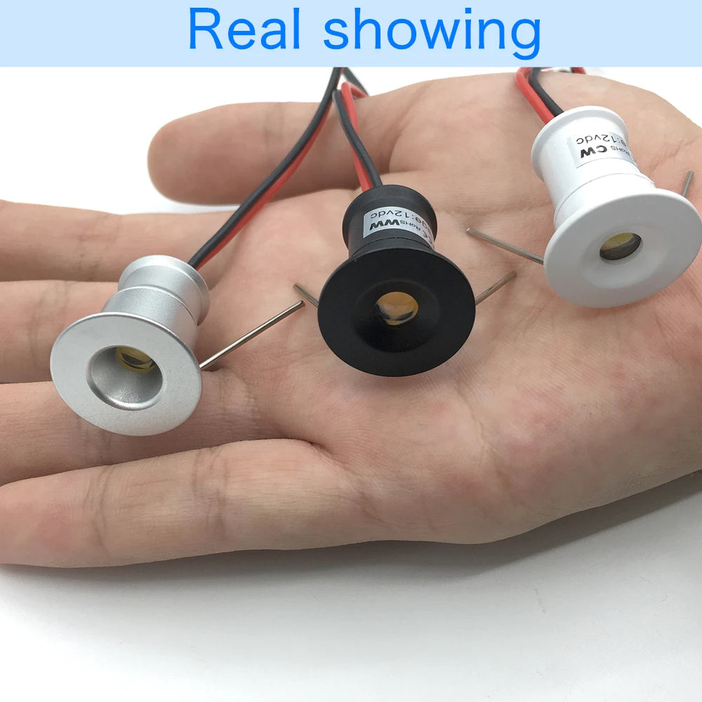 1W DC 12V Mini LED Recessed Spotlight IP65 D20mm 15mm Cutout 30° 120° Dimmable 6-Color