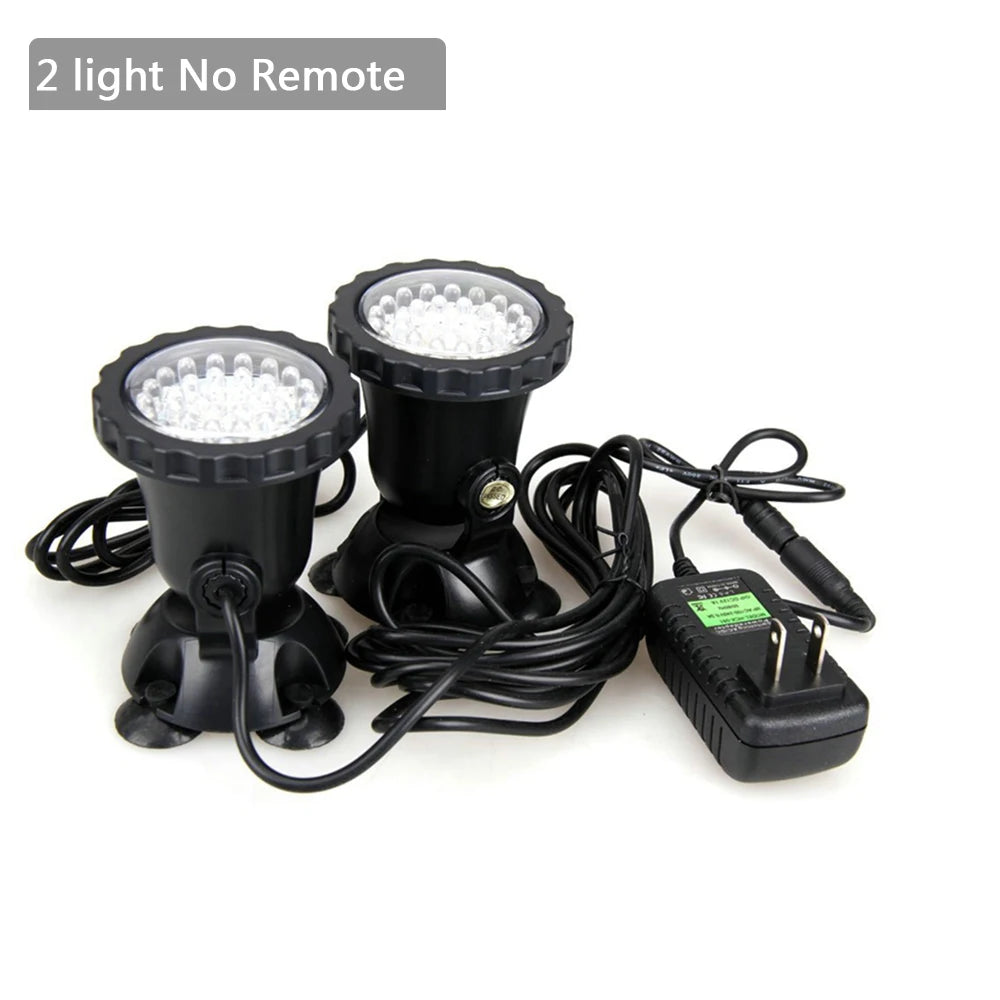 RGB LED Underwater Light 36 LEDs 4.8W IP68 7cm Suction Cup AC 100-240V Aquarium Pool Pond