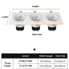 Triple-Head COB LED Downlight 3x7W 3x10W 3x12W 3x15W Dimmable 38° CRI 90+ 85-265V