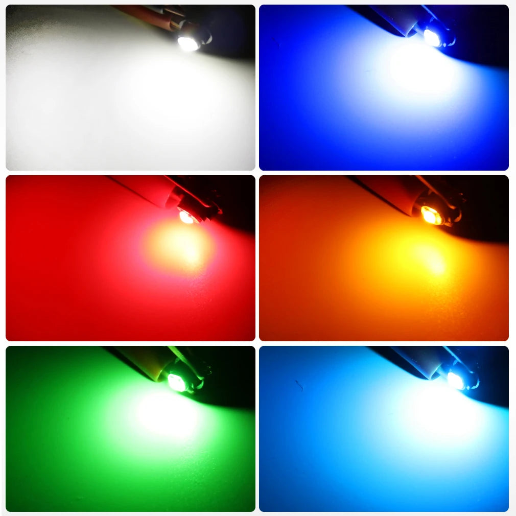 T3 T4.2 T4.7 LED Dashboard Bulb SMD3030 1W 100lm Canbus DC 12V 6 Colors 10-Pack