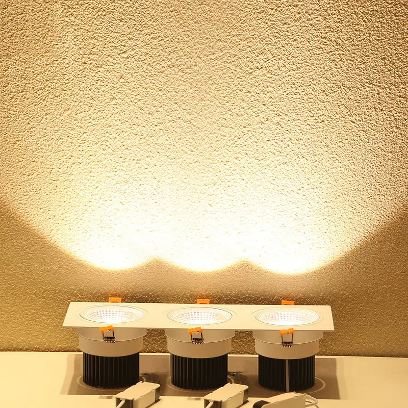 Triple-Head COB LED Downlight 3x7W 3x10W 3x12W 3x15W Dimmable 38° CRI 90+ 85-265V