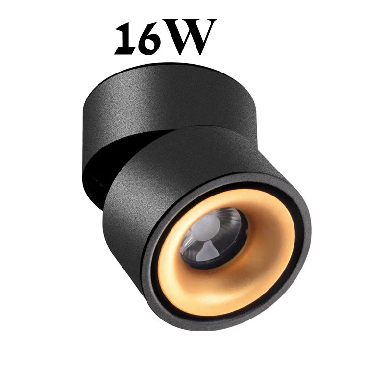 Foldable 360° Rotatable Dimmable COB LED Surface Downlight 7W-16W Double-Head to 32W Black