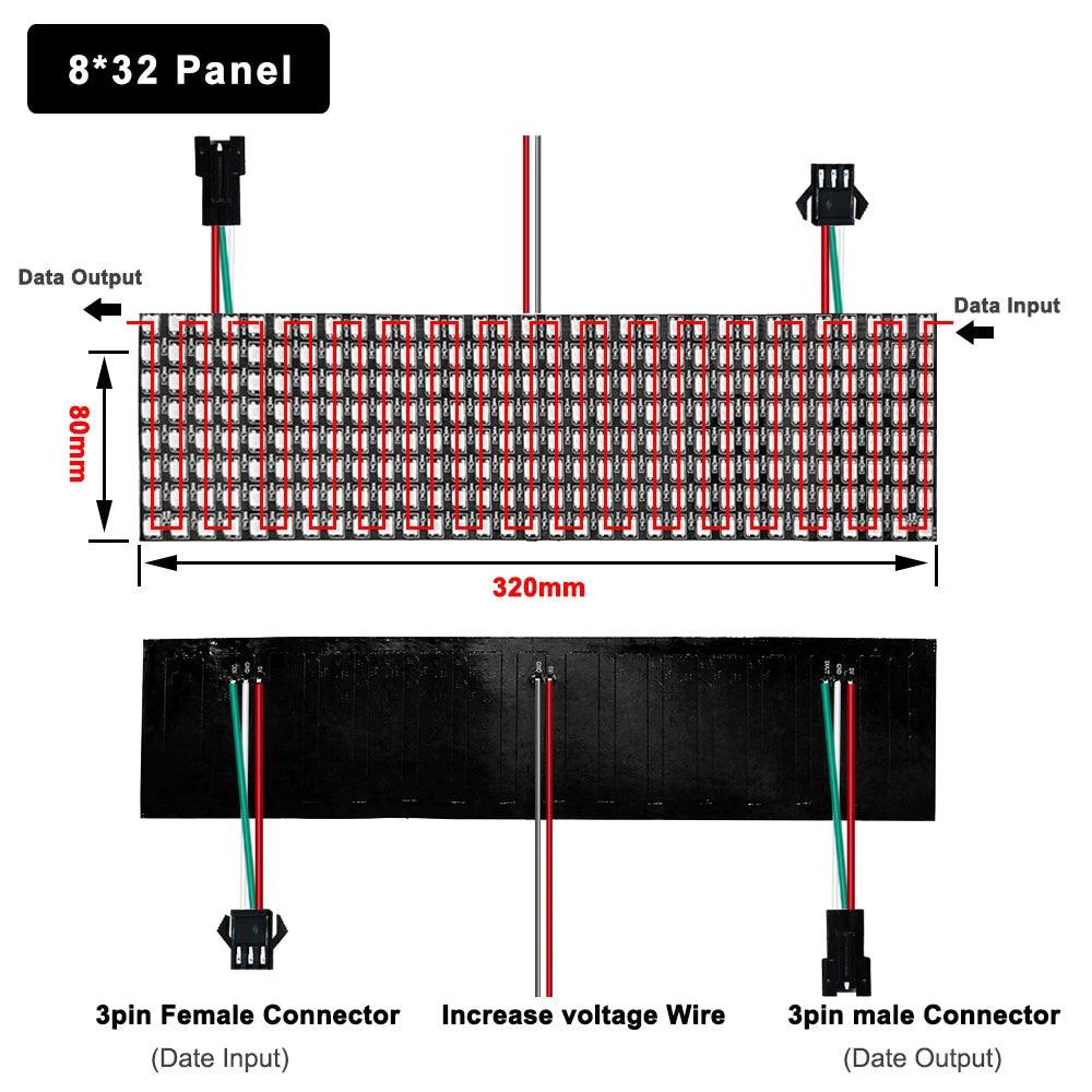 WS2812B LED Matrix Panel 8x8 8x32 16x16 DC 5V Individually Addressable SMD 5050 RGB Full Color 120 Degree IP30 Flexible PCB Pixel Display Module