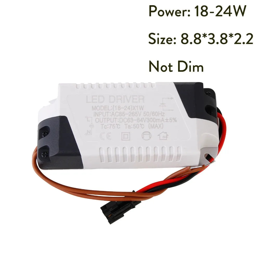 Constant Current LED Driver 300mA 1-3W 4-5W 4-7W 8-12W 18-24W AC 85-265V 90% Efficiency