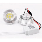 3W Mini COB LED Recessed Spotlight Dimmable Brushed Nickel Aluminum AC 85-265V Cabinet