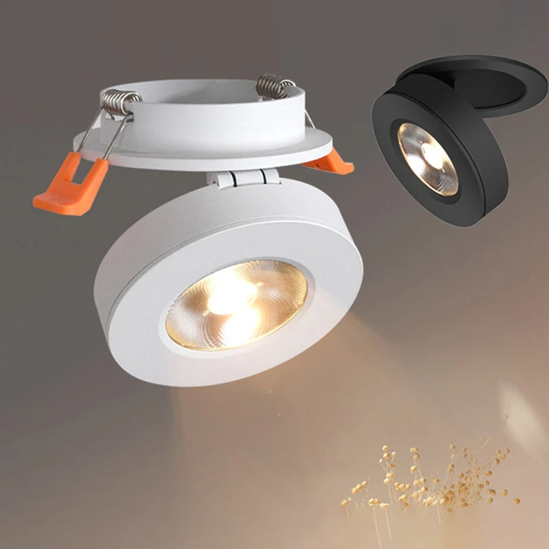 Dimmable COB LED Recessed Downlight 3W 5W 7W 10W 12W 15W 360° Rotate 90° Fold 60° AC 110-230V