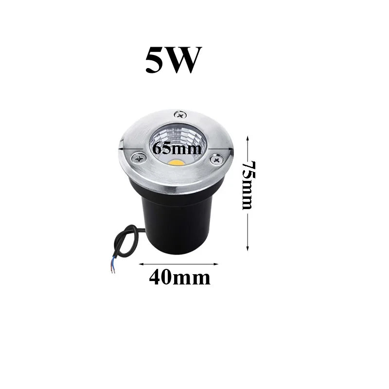 IP68 COB LED Underground Buried Light 5W 9W DC 12V AC 110-220V Garden Path Landscape