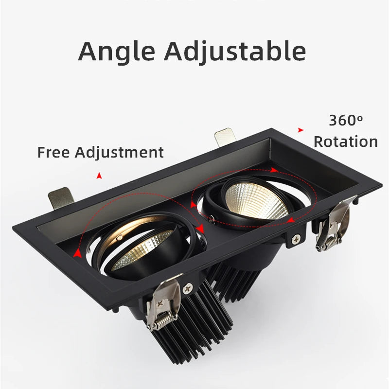 Square GU10 MR16 Recessed Downlight Frame Bracket Single Double Triple Ring Adjustable
