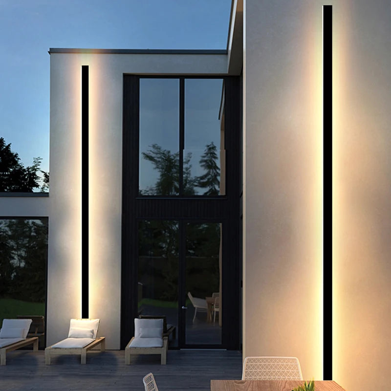 Modern LED Outdoor Wall Light IP65 Waterproof Black 9W–90W Dimmable Porch Garden