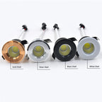 Mini 3W LED Recessed Spotlight 265lm 45° CRI 80+ IP42 D38mm 30mm Cutout Black White Silver Gold