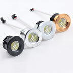 Mini 3W LED Recessed Spotlight 265lm 45° CRI 80+ IP42 D38mm 30mm Cutout Black White Silver Gold