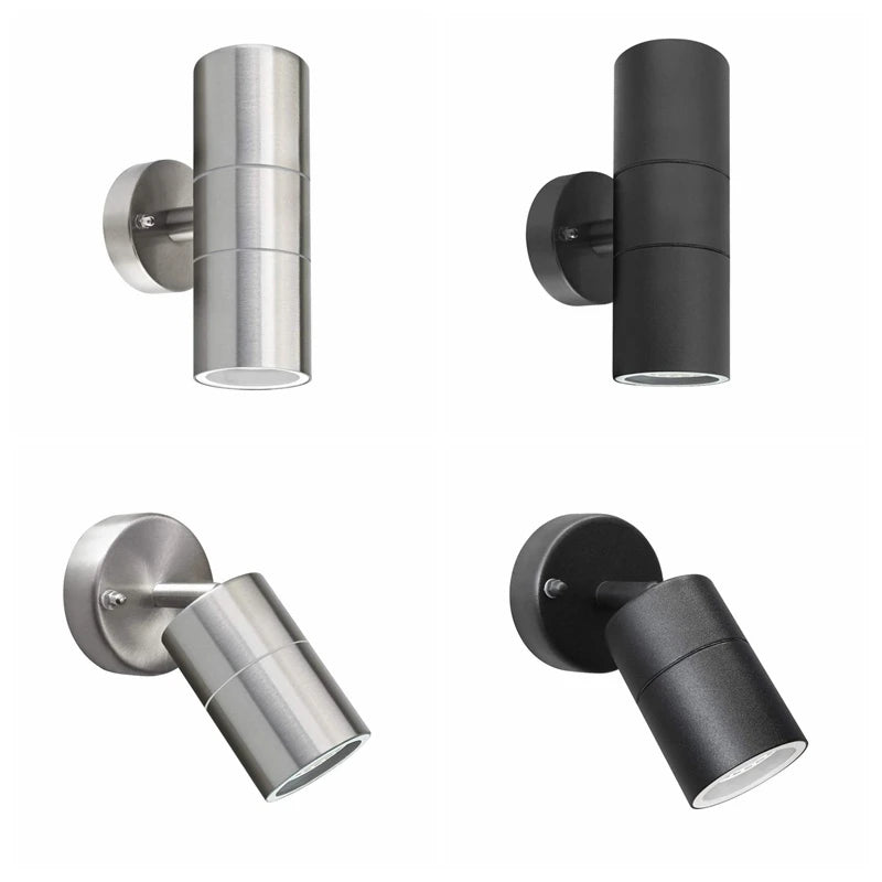 GU10 Stainless Steel Outdoor Wall Lamp 5W 10W Up Down IP55 Silver Black AC 85-265V 600lm
