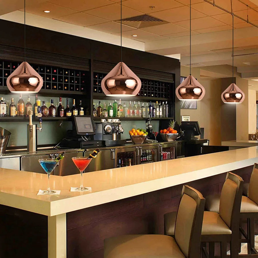 Nordic Rose Gold Globe Pendant Light Ceiling Fixture