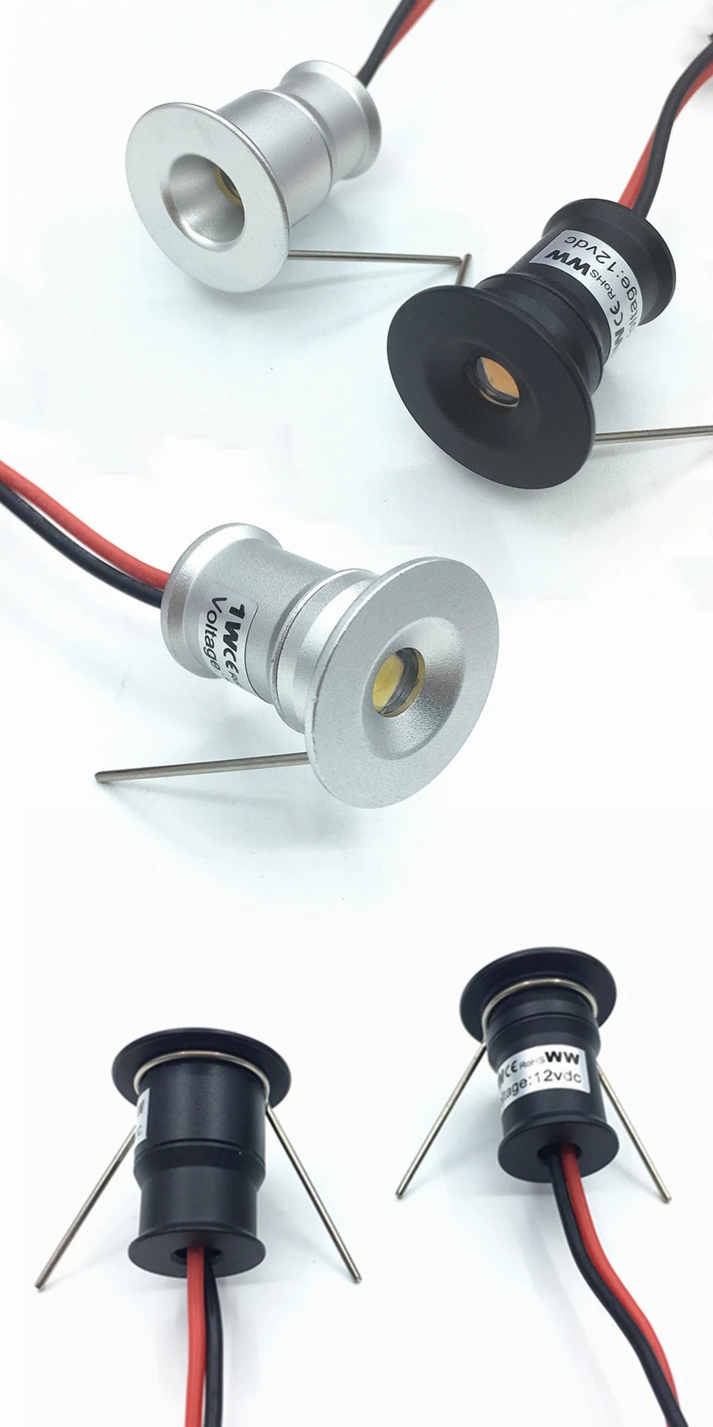 10PCS Mini Recessed LED Cabinet Downlight 12V IP65