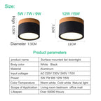Dimmable Surface Mounted LED Ceiling Downlight 5W 7W 9W 12W 15W No Cutout 110-220V