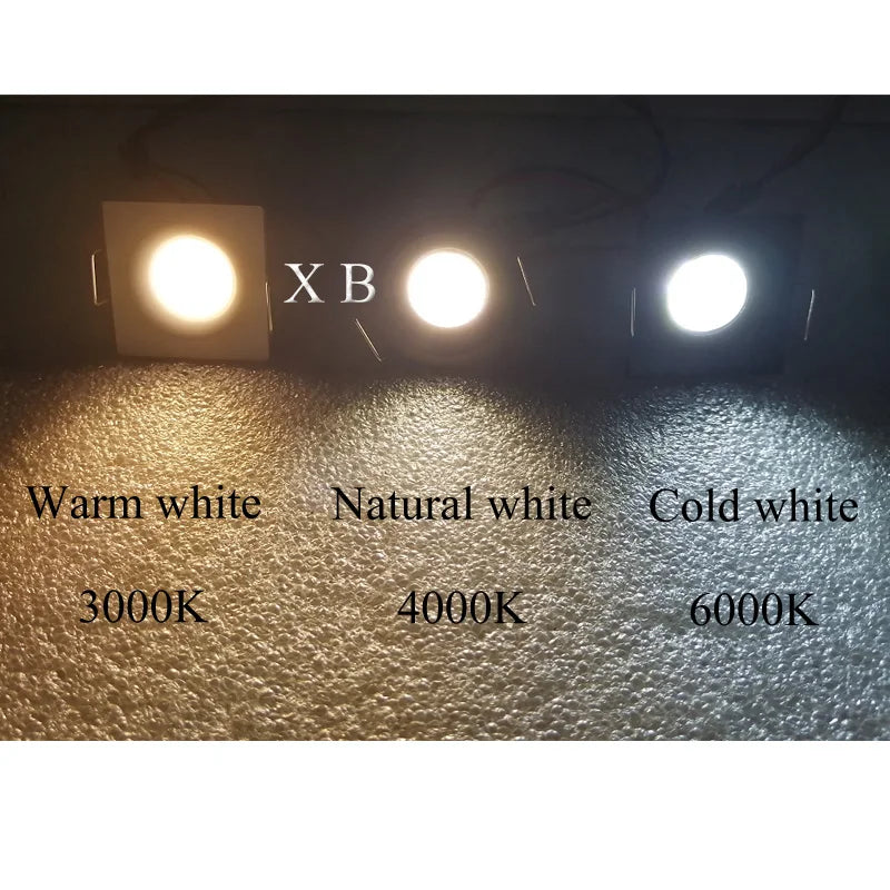 3W Mini COB LED Recessed Spotlight Dimmable Brushed Nickel Aluminum AC 85-265V Cabinet