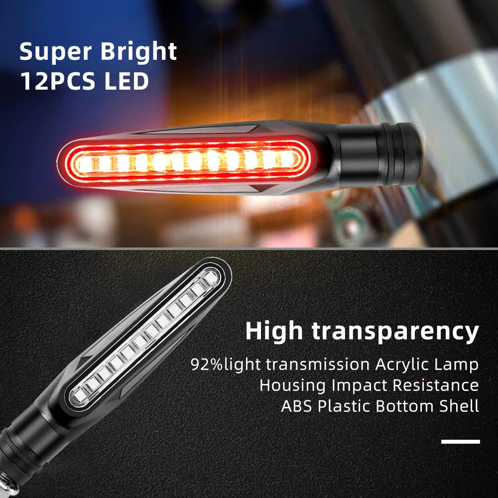 Motorcycle LED Turn Signal 335 SMD Flowing Water Effect Built-In Relay DC 12V M10 2-Pack