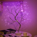 LED Mini Christmas Tree Night Light Copper Wire Adjustable Branches USB or Battery Powered Touch Switch 24.4 inch Bedroom Decor