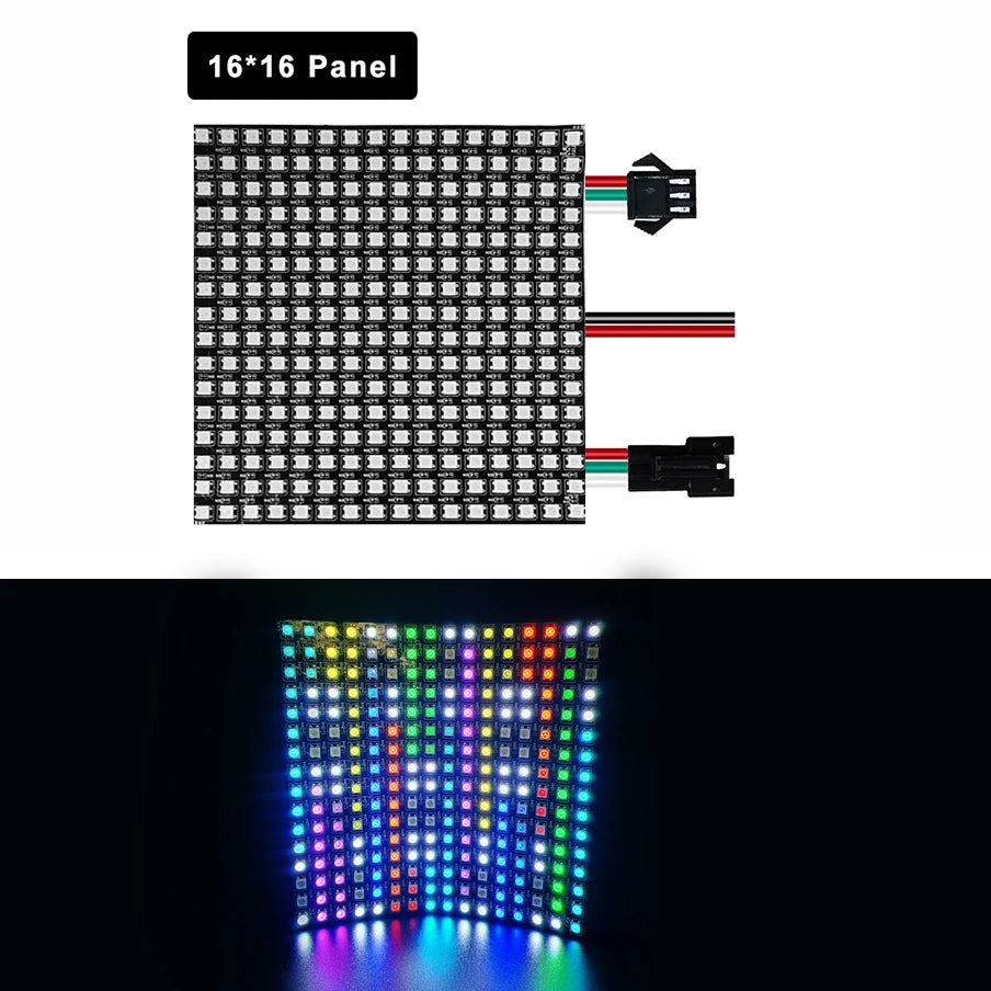 WS2812B LED Matrix Panel 8x8 8x32 16x16 DC 5V Individually Addressable SMD 5050 RGB Full Color 120 Degree IP30 Flexible PCB Pixel Display Module