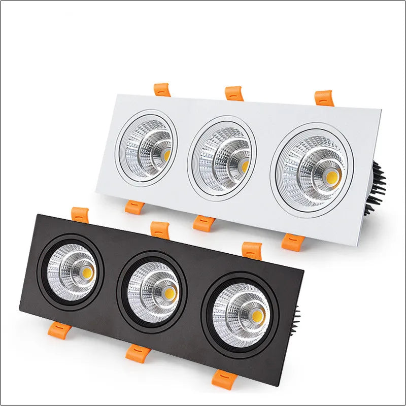 Triple-Head COB LED Downlight 3x7W 3x10W 3x12W 3x15W Dimmable 38° CRI 90+ 85-265V